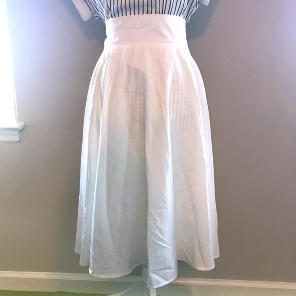 NWT Choies White‎ Lined Midi Skirt L